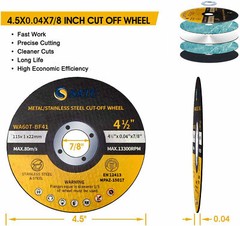500 Pcs 4-1/2″ x .040″ x 7/8″ Cut off Wheels Stainless Steel Metal Cutting Discs