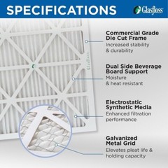 20x25x2 MERV 13 Pleated AC Furnace Air Filters by Glasfloss. 4 Pack