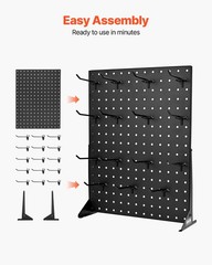 VEVOR Pegboard Display Stand with 15 Hooks Pegboard Panels Display Black (1 PCS)
