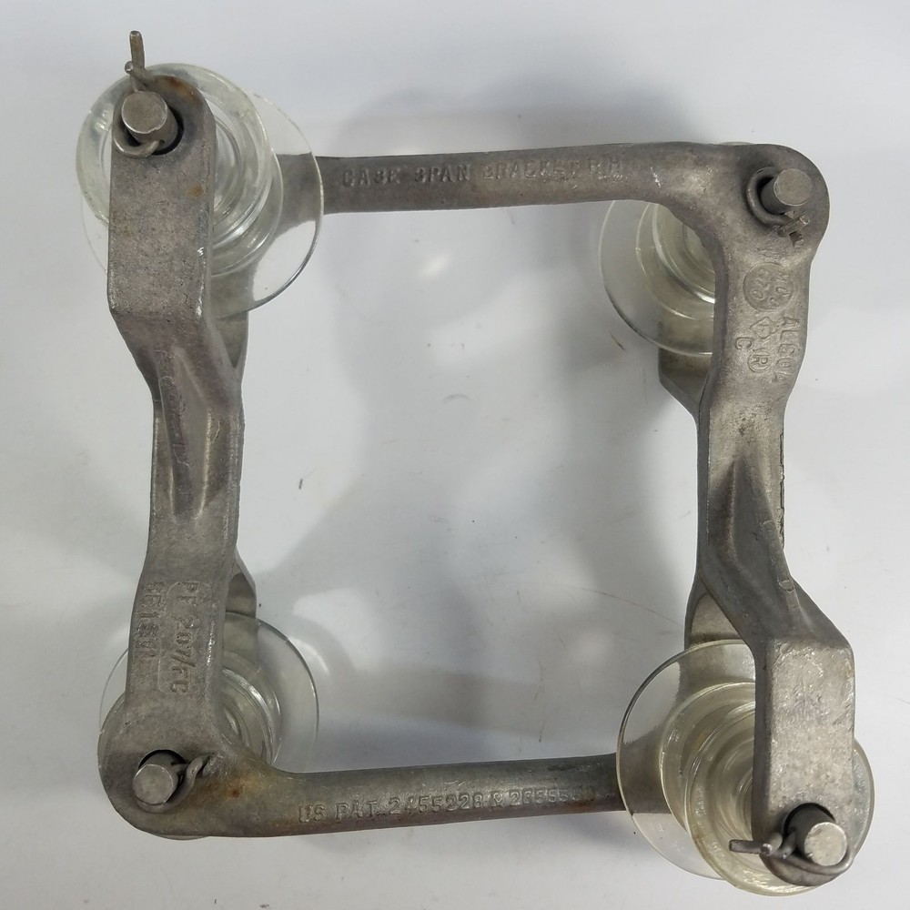Case Span Bracket RH ALCOA P207/FC SE1 4 Glass Insulators Telegraph Phone 1950s