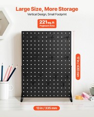 VEVOR Pegboard Display Stand with 15 Hooks Pegboard Panels Display Black (1 PCS)