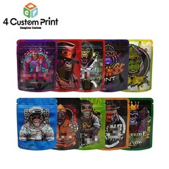 100pcs Mixed Pack Stand Up Mylar Bags Smell Proof Food 3.5g Zip Seal Foil Pouch