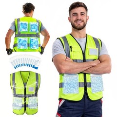 Ice Cooling Vest with 24 Ice packs – Cooling Safety Vest for Men & Women Moto…