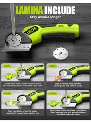 LKCTB Electric Scissors, Cardboard Cutter With LED Light, 2000mAh Battery *green