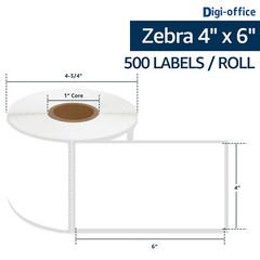 4 Rolls 500 Labels 4X6 Direct Thermal for Zebra LP 2642 2844 2442 Eltron ZP450
