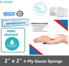 2×2 Dental Gauze Pads, Squares for First Aid Sponges, Non Woven Medical Wipes