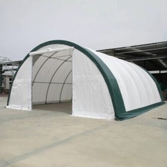 30’x40’x15′ Single Truss Arch Storage Shelter| 15OZ PVC Canvas W/Man Door
