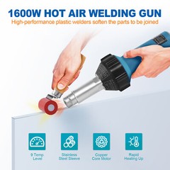 Hot Air Plastic Welder 1600W PVC TPO Vinyl Heat Gun Torch & 7 Accessories