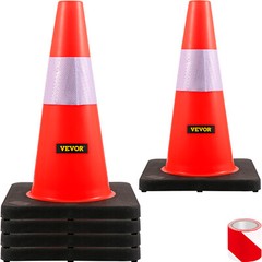 VEVOR 5 PCS Safety Cones Traffic Cones 18″ Orange Reflective Collars Road Cones