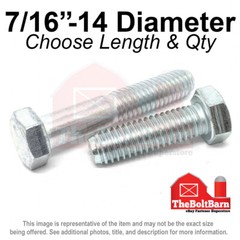 7/16″-14 Grade 5 Hex Cap Screws COARSE Thread USS Hex Bolts (Pick Length & Qty)