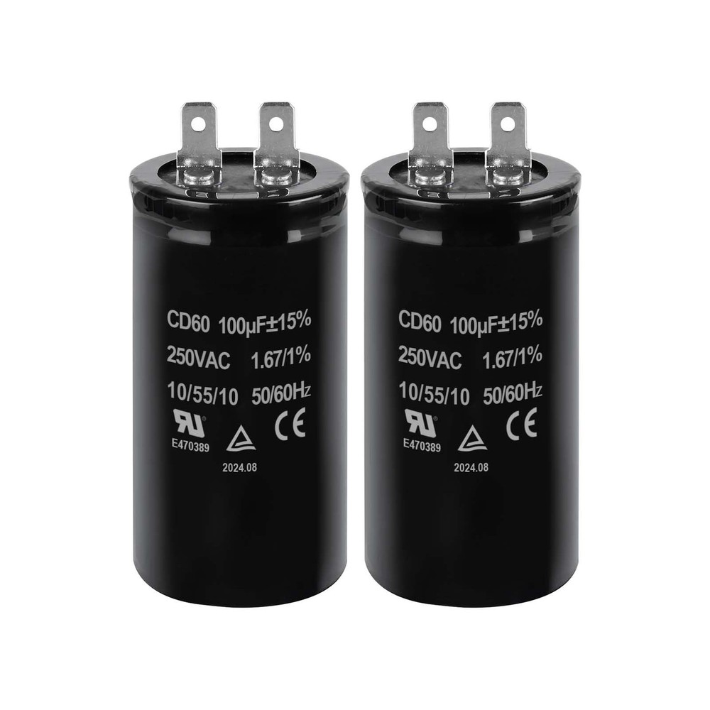 2 PCS 100uF MFD 15% CD60 250VAC 50/60Hz Motor Start Capacitor Electric