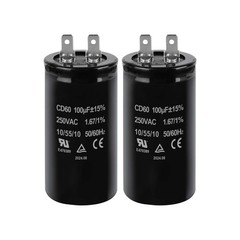 2 PCS 100uF MFD 15% CD60 250VAC 50/60Hz Motor Start Capacitor Electric