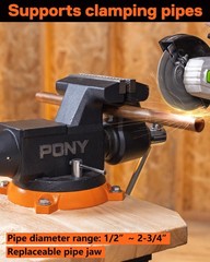 PONY 6″ Heavy Duty Bench Vise 8800LBS Clamp Force 360° Rotatable Workbench Vises