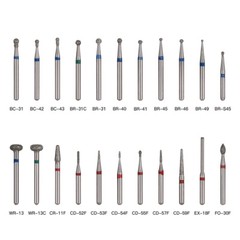 25pcs AZDENT Dental FG Diamond Burs For High Speed Handpiece Friction Grip