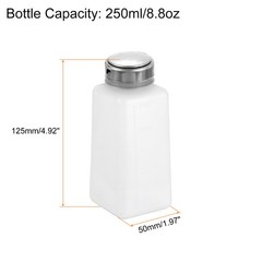 2pcs Solvent Alcohol Dispenser 250ml Push Down Nail Polish Remover Bottle White