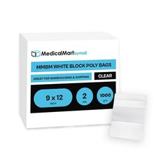 1000 Clear 2 Mil Reclosable Plastic Poly Bags Top Seal 9″ x 12″ with White Block