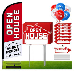 Open House Signs Kit (45 Pcs), 1 Pack Open House Flag, 9 Pack Open House Sign…
