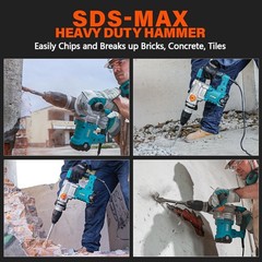 1-9/16″ SDS-Max Heavy Duty Rotary Hammer Drill for Concrete 42M | 1600W 13 Am…