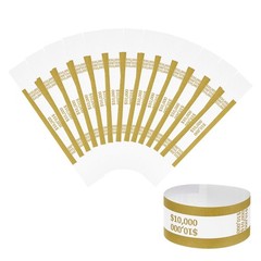 200Pcs Money Band 10000 Dollar Money Bill Wrapper Self-Adhesive Dark Yellow