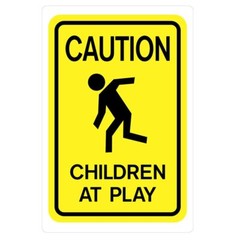 Hillman Black & Yellow Children At Play Sign, 12 in. x 18 in.