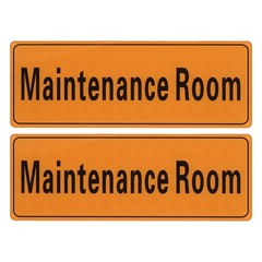 9″x3″ Maintenance Room, 2Pcs Room Door Sign Self-Adhesive Orange with Black Text