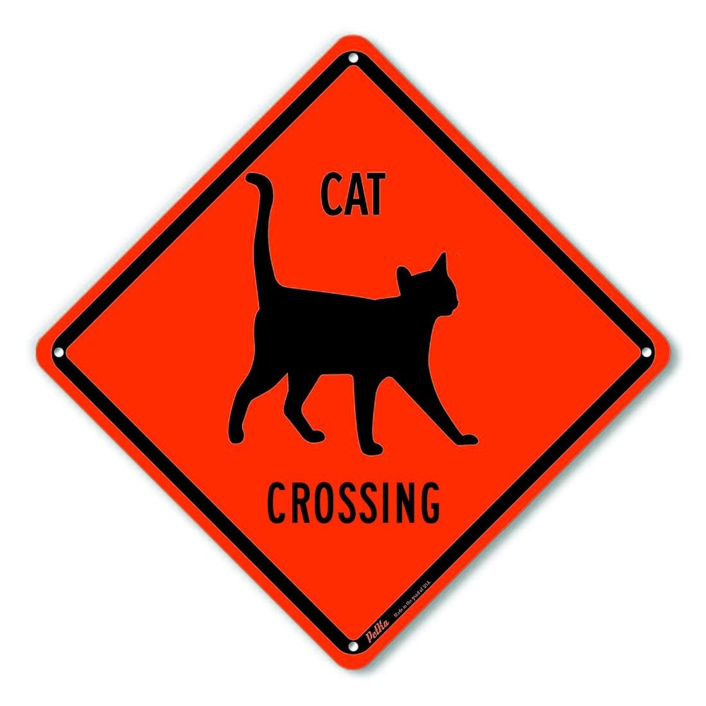PKAC-0183-NA_Cat Crossing Aluminum Sign, Black Text with Orange Background 10…