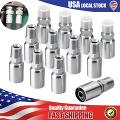 12-Pack 1/2″ Hose x 1/2″ NPTF Male Pipe Thread Hydraulic Hose End Crimp Fittings