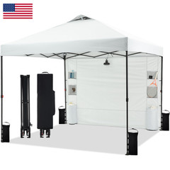 Tunbne 10X10 Pop Up Canopy Tent 1 Sidewall And 6 Pockets One Push Setup Instant