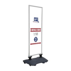 Windpro Slim Wind Resistant Outdoor Pavement Sidewalk Sign Holder 22″x60″ Silver