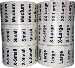Clear Clothing Size Strip Labels | 1.25 x 5 Inches – 125 Pack | Pick One Size
