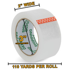 108 Rolls 2″x110yd Shipping Depot Carton Sealing Clear Packing Tape 1.6mil