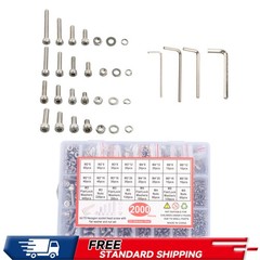 2000pcs Metric Bolt Assembly 304 Stainless Kit M2-M5 (Lock And Flat Washer )