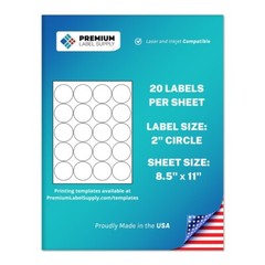 500 Premium 2″ circle stickers / Self Adhesive Labels 20 per sheet