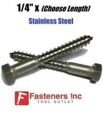 1/4″ Stainless Steel Lag Screws Hex Head Lag Bolts – Select Length & Pkg Qty