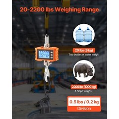 Hanging Scale 2200 lbs/1000 kg Digital Crane Scale Heavy Duty w/LCD Display