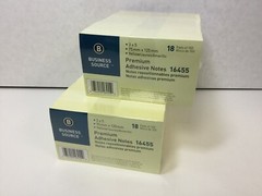 Business Source Sticky Notes 3” x 5” Yellow Repositionable 100 Sheets/pad 36 pad
