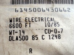 Mil-Spec US Military Hook Up Wire, 26AWG 7-strand M16878/1, New Spool 550ft