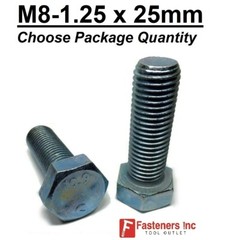 M8-1.25 x 25mm Metric Hex Cap Screws Bolts Zinc Grade 10.9 (Choose Pkg Qty’s)