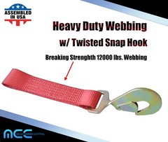 USA 2″ x 8′ Axle Strap Car Trailer Hauler Ratchet Tie Down Strap w/ Snap Hook