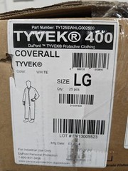 DUPONT Disposable Coveralls 25pk Size Large, 1.2 oz, Tyvek TY125SWHLG002500