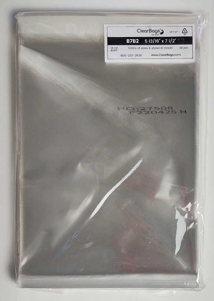 1.6 Mil Bags Resealable Clear Plastic Greeting Card Bags 100 A7 5 13/16 x 7 1/2
