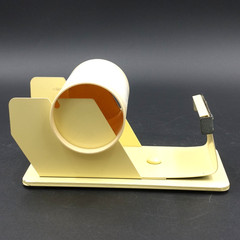 Vtg Steel Desk Tape Dispenser 3.5″ W Roll Heavy Duty Yellow Rubber Feet Taiwan