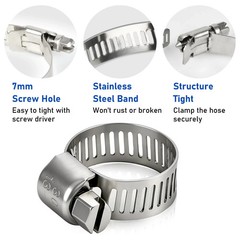 Hose Clamp 3/4 Inch, 10 Pack Stainless Steel Hose Clamps for 1/2 Inch to 3/4 …