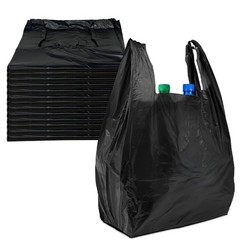 Plastic Bags T-shirt Style 11.5×6.5×21 Black Handle Strong 350 Pack