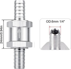 1/4″ Fuel Check Valve One Way Inline Non Return Diesel Gasoline Black 6mm 2Pcs