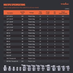M8 Zerk Grease Fittings, Metric Grease Nipples with 45-Degree Angle, Grease F
