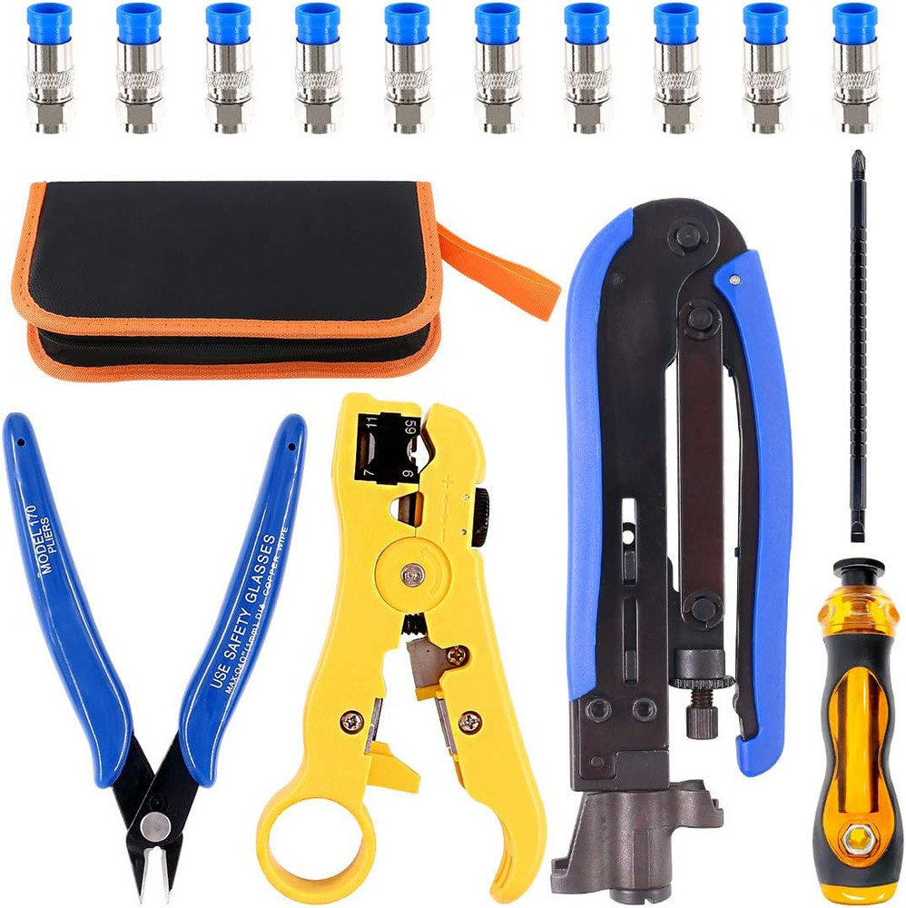 Hilitchi 5 in 1 Coaxial Compression Tool with Instruction Manual Coax Cable Crim