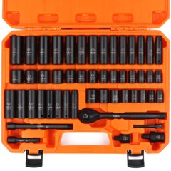 50PCS Impact Socket 3/8″ DR Shallow & Deep SAE & Metric w/ Carry Case