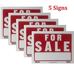 5 Pack FOR SALE Sign 9×12″ inch Weatherproof Plastic Sell Cars, Property Signs