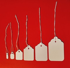 100 pcs White Paper Price Tags, Jewelry Price Tags with String attached